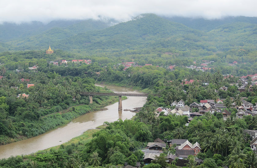 Mt. Phousi Hill Hike Lookout view of nature and overlooks Mekong River