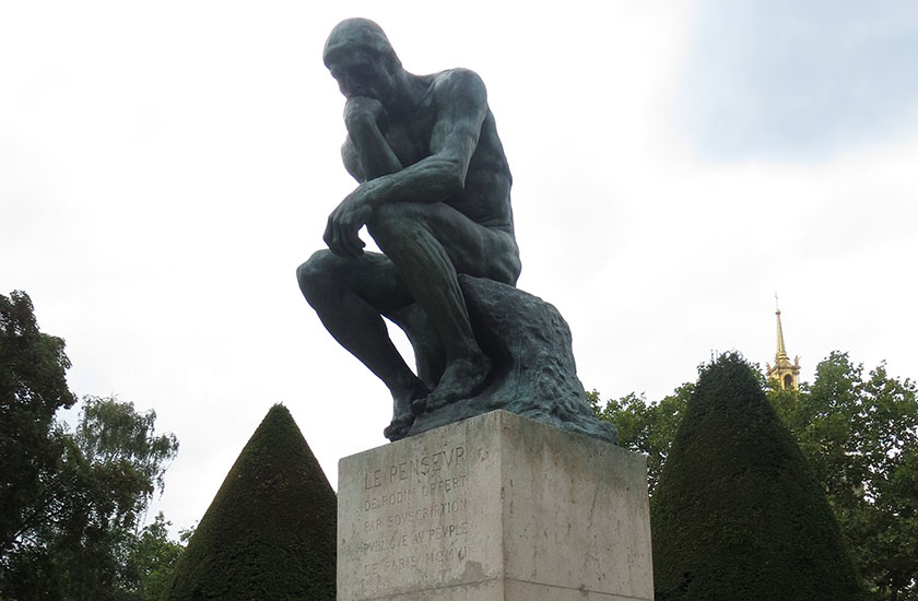 The Thinker statue at Musee Rodin in Paris France