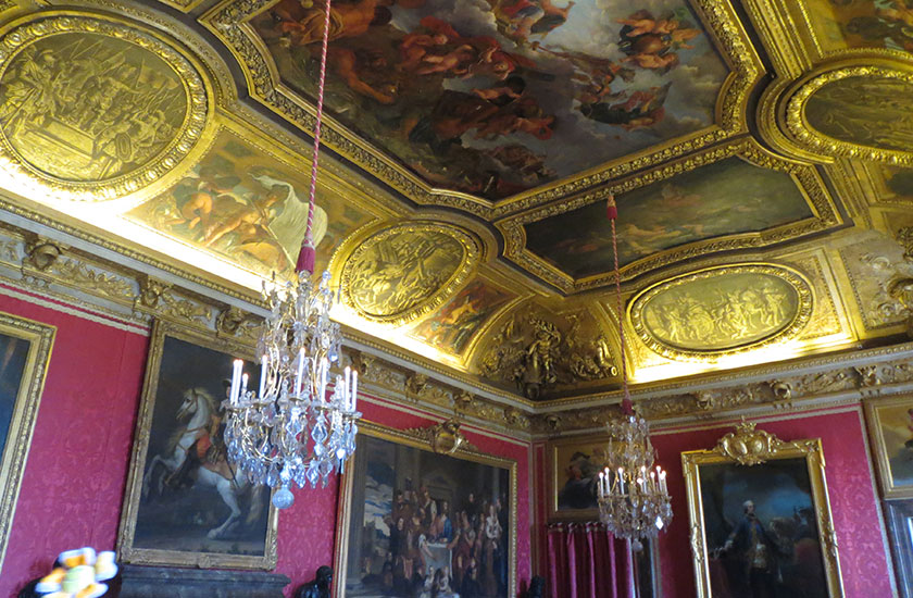 Beautiful Palace of Versailles chandelier and art in Paris France