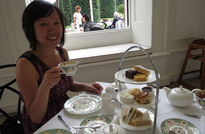 Enjoying afternoon tea in London England