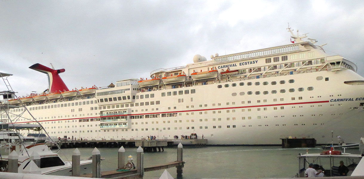 Carnival Ecstasy Cruise Ship Docked on Pier