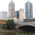 Melbourne downtown skyline and bridge