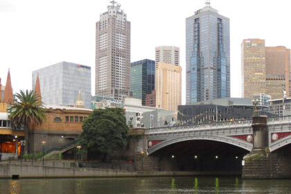 Melbourne downtown skyline and bridge