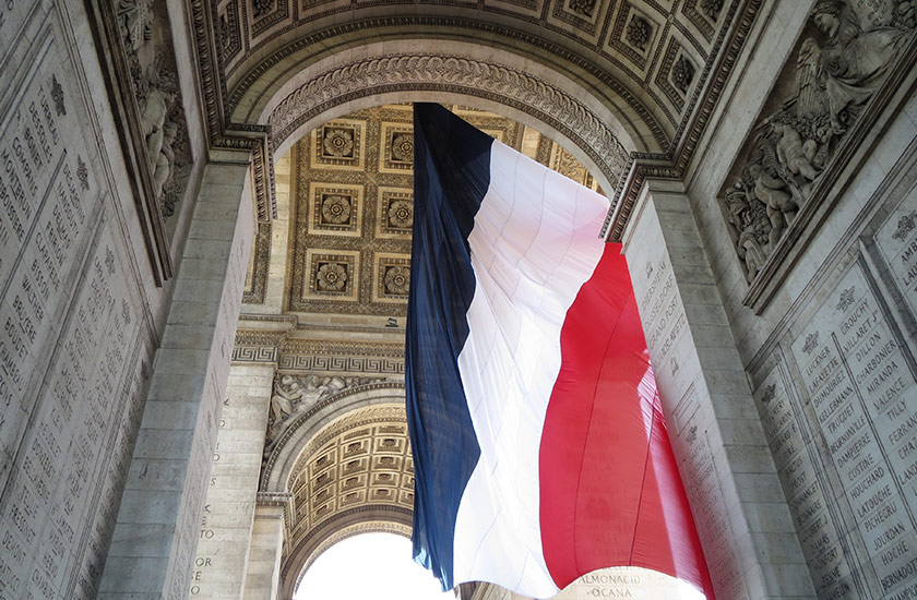 French Flag Inside Arc de Triomphe. Photo to inspire you to visit Paris.