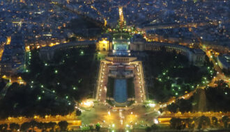 Nighttime View of Paris France from atop the Eiffel Tower