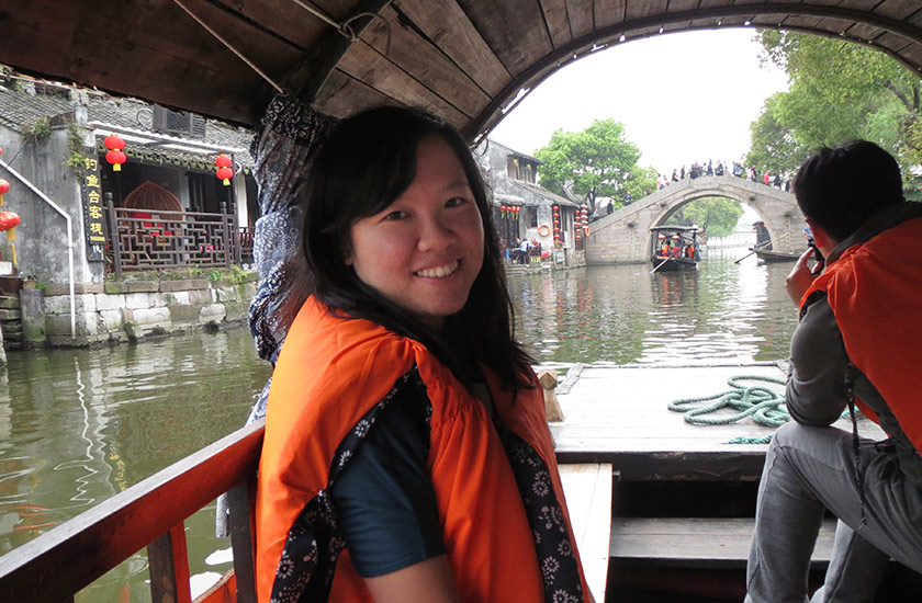 Serene boat ride through Zhujiajiao Shanghai China