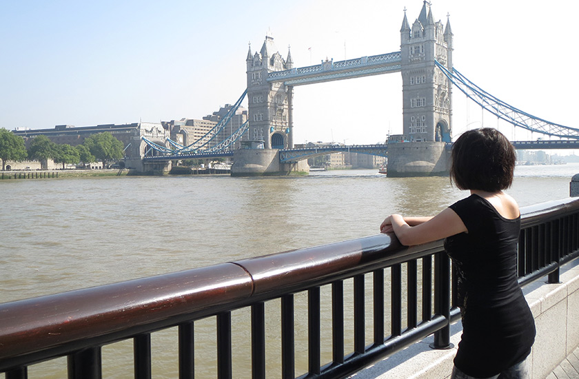 View of Tower Bridge on Thames River