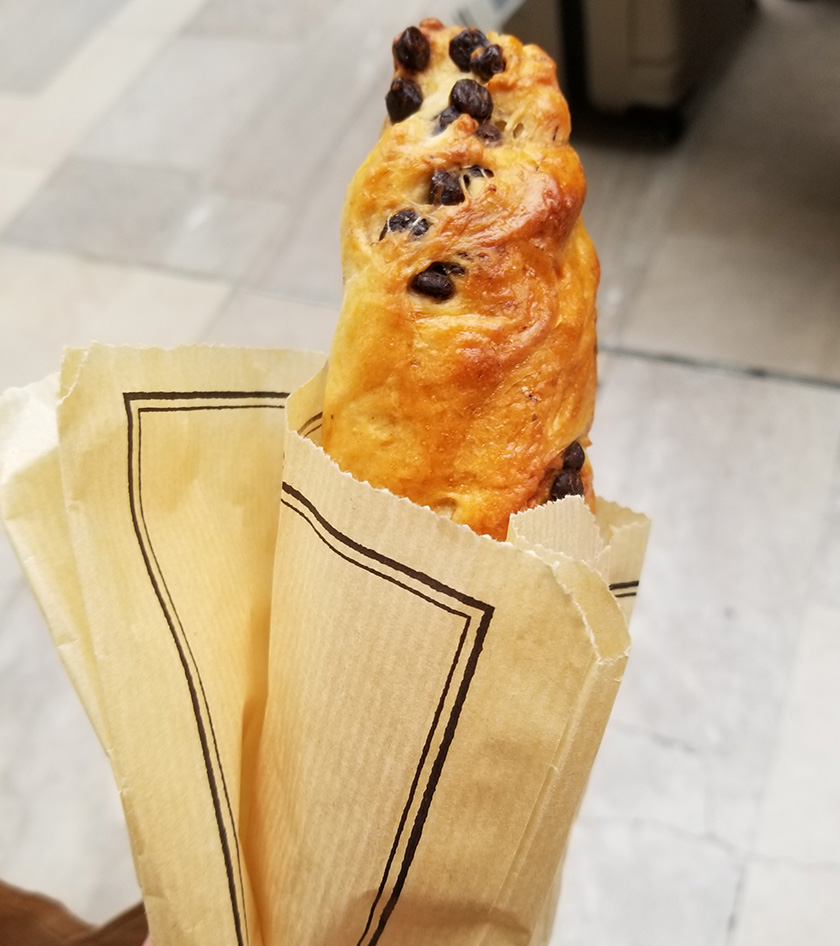 Viennoise au chocolat from a bakery in Paris France. Photo to inspire you to visit Paris.