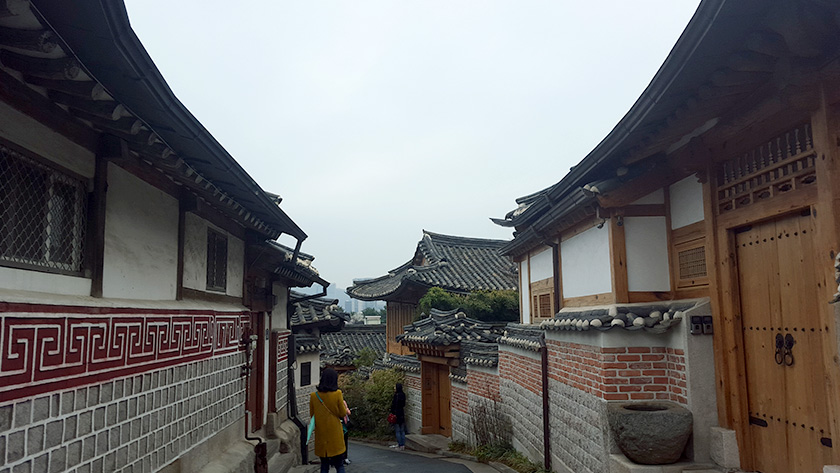 Traditional Korean houses at Bukchon Hanok Village in Seoul