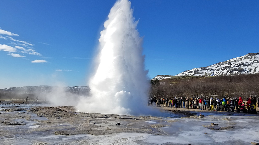 Amazing Strokkur Geyser eruption at Haukadalur in Iceland