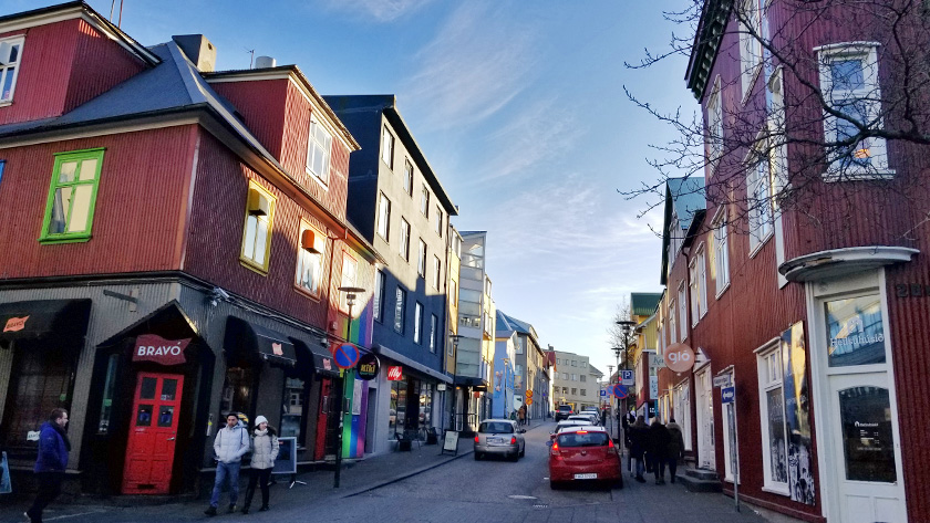 Laugavegur shopping street in downtown Reykjavik