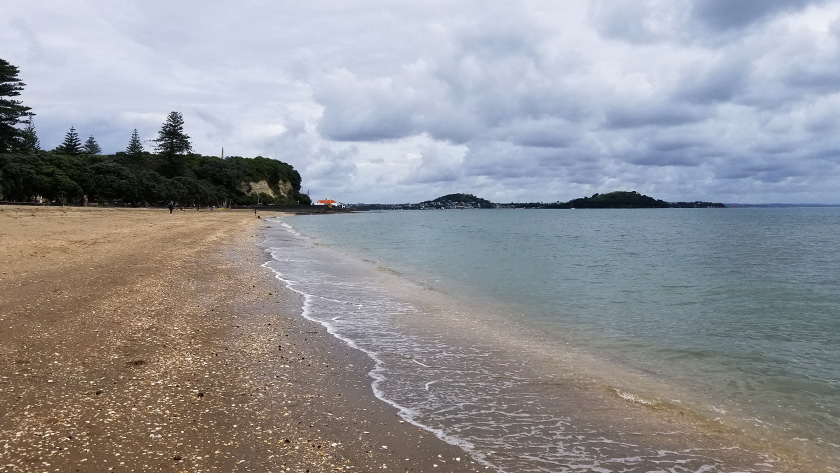 Relaxing at Mission Bay Beach in Auckland